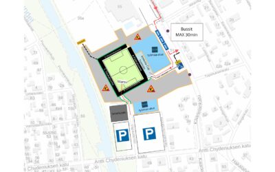 Saapuminen Kokkola Areenan jalkapallostadionille Kokkola Cupin aikana